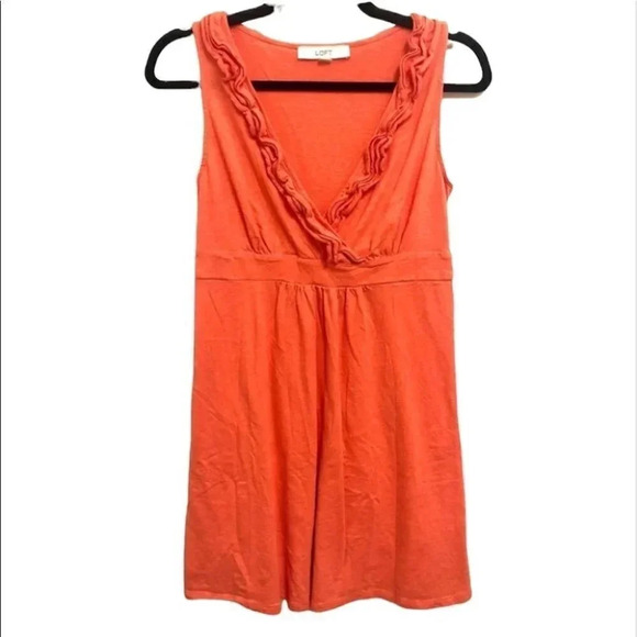 LOFT Dresses & Skirts - Loft Women's Orange/ Coral Sleeveless V-Neck Dress Size XS